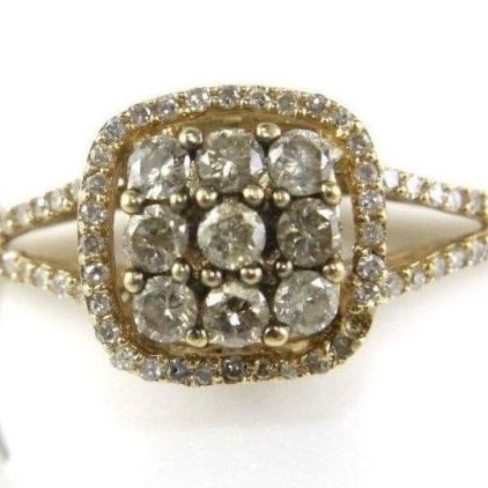 Diamond Square Cluster Bridge Ring 14K YG .63Ct